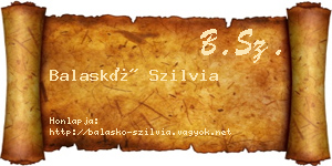Balaskó Szilvia névjegykártya